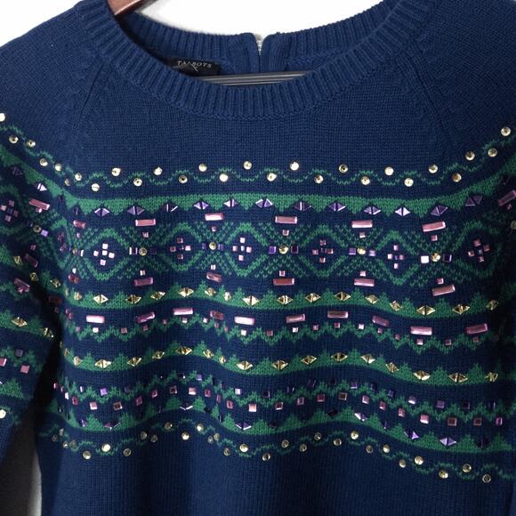 NEW Talbots Petite Fair Isle Sweater Navy Size PM Cozy Chic - Picture 4 of 10